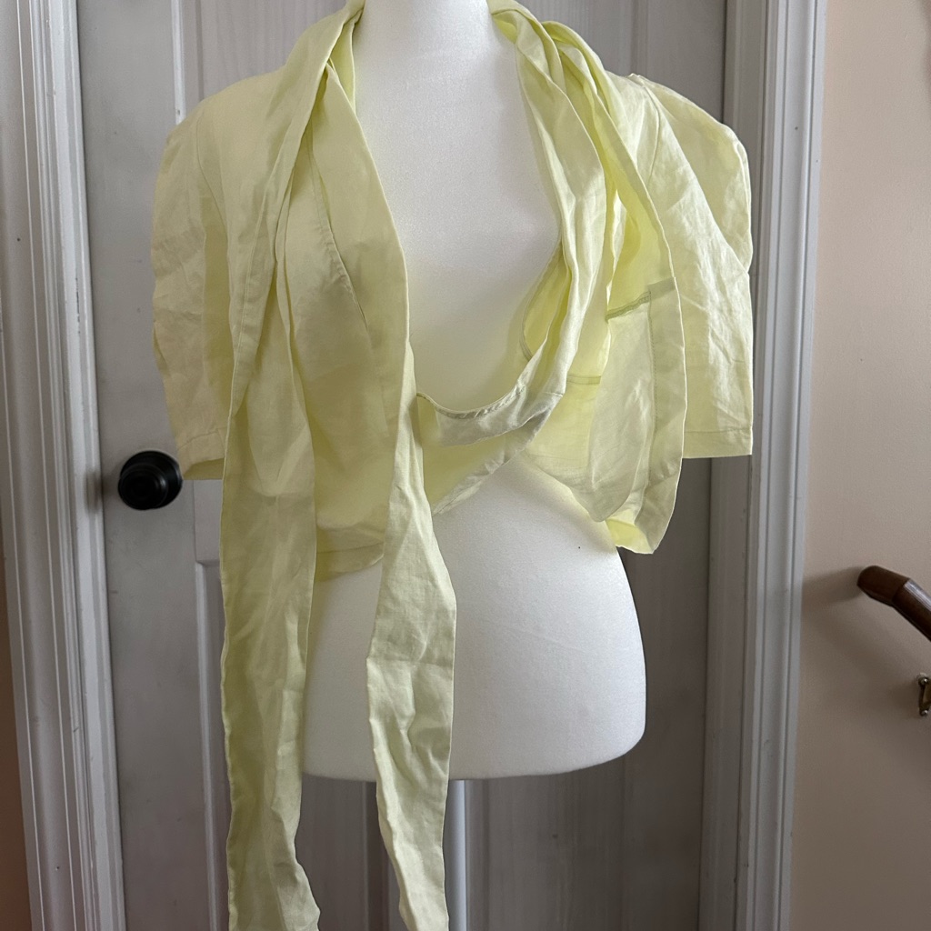 Ohsevendays Wednesday Puff Sleeve Linen Wrap Blouse — image 3 of 6